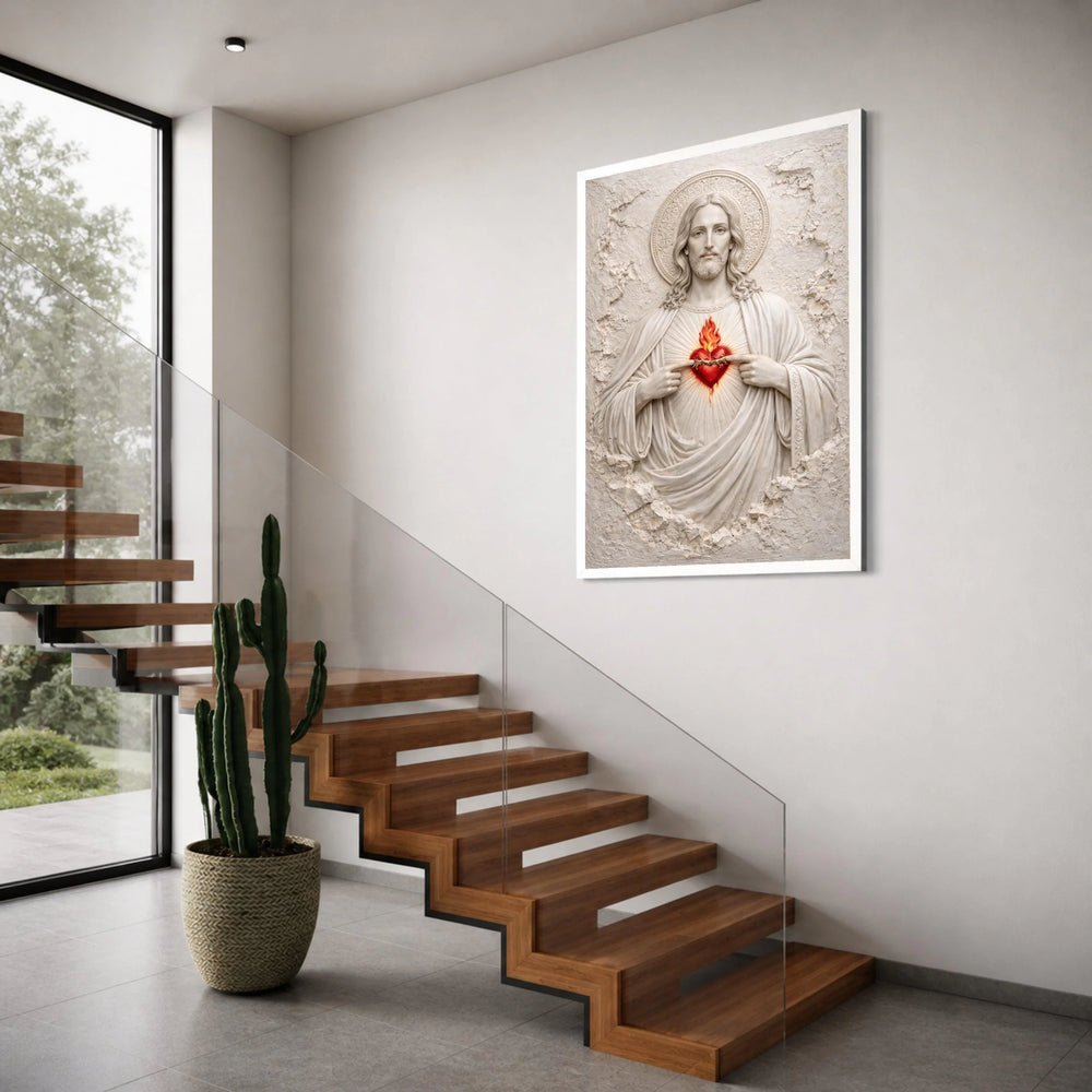 Sacred Heart of Jesus Canvas Art, Christian Religious Wall Decor, Spiritual Home Decoration, Inspirational Religious Canvas Print Art
