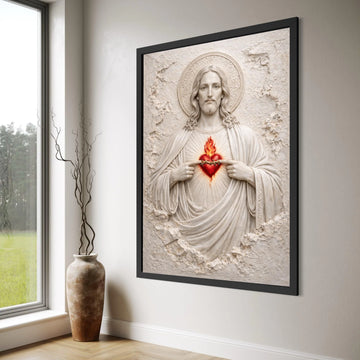 Sacred Heart of Jesus Canvas Art, Christian Religious Wall Decor, Spiritual Home Decoration, Inspirational Religious Canvas Print Art
