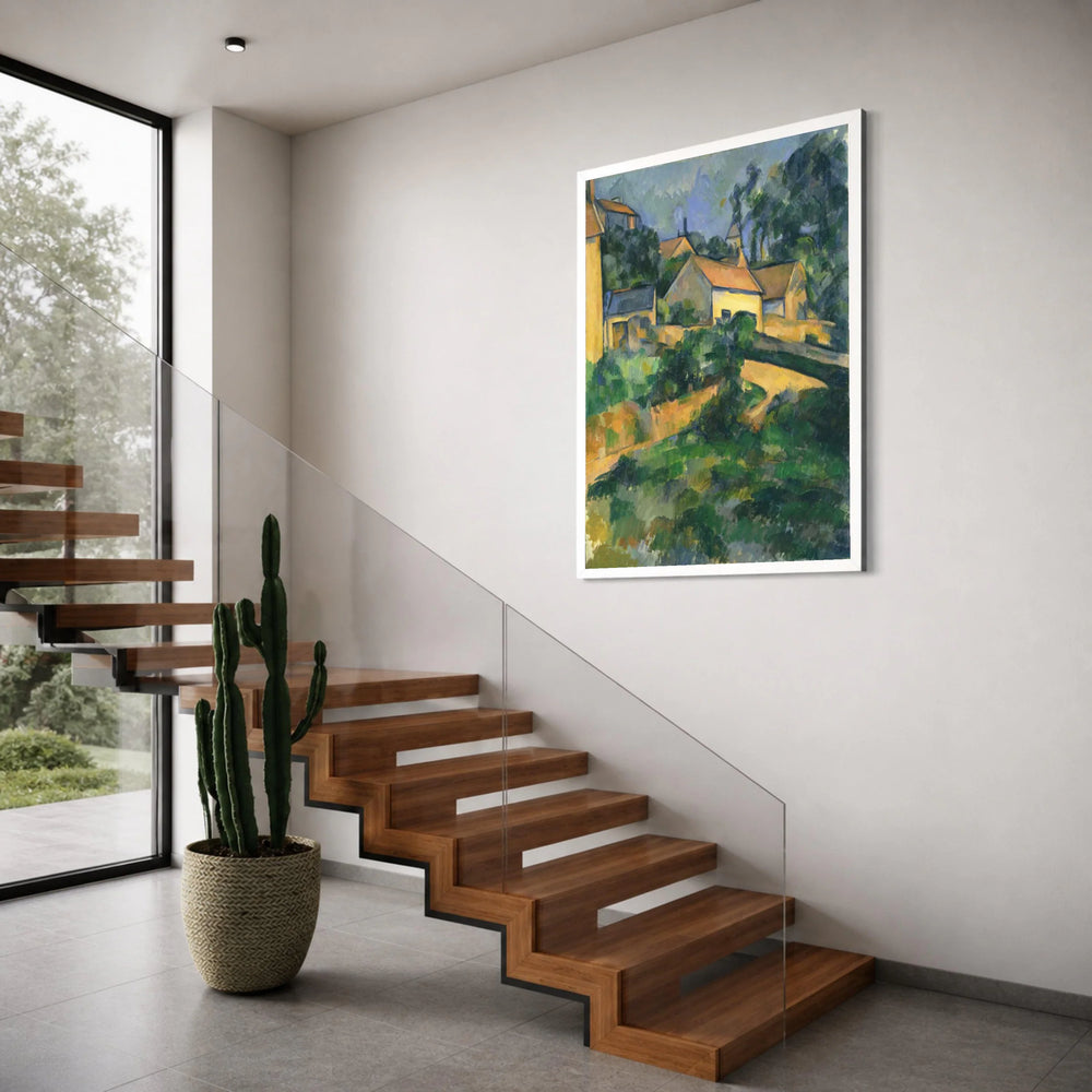 Countryside Village Scene Canvas, Scenic Landscape Wall Art, Rustic Home Decoration, European Nature Painting, Tranquil Rural Print Art
