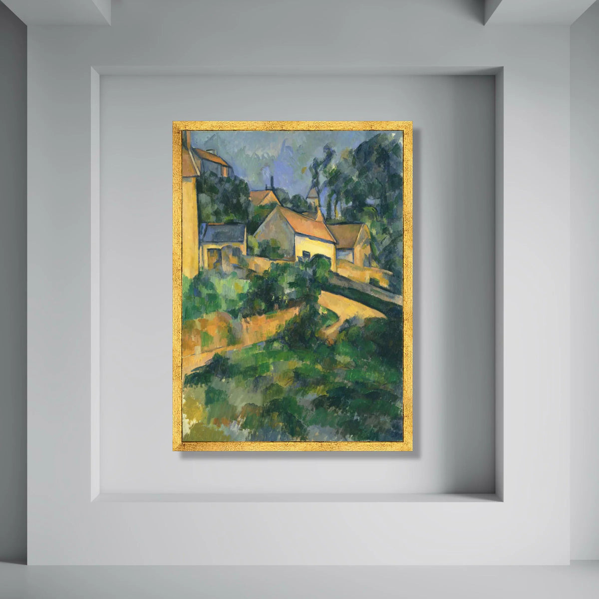 Countryside Village Scene Canvas, Scenic Landscape Wall Art, Rustic Home Decoration, European Nature Painting, Tranquil Rural Print Art