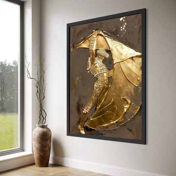 Elegant Golden Matador Canvas, Flamenco Dance Wall Art, Spanish Cultural Canvas Decoration, Metallic Gold Canvas Print, Ready to Print Art