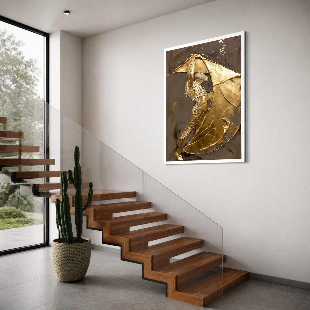 Elegant Golden Matador Canvas, Flamenco Dance Wall Art, Spanish Cultural Canvas Decoration, Metallic Gold Canvas Print, Ready to Print Art