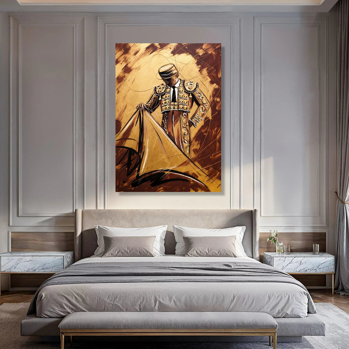 Bullfighter Canvas Wall Art, Matador Painting Canvas, Spanish Art Decor, Traditional Bullfighting Canvas, Elegant Home Wall Print Art