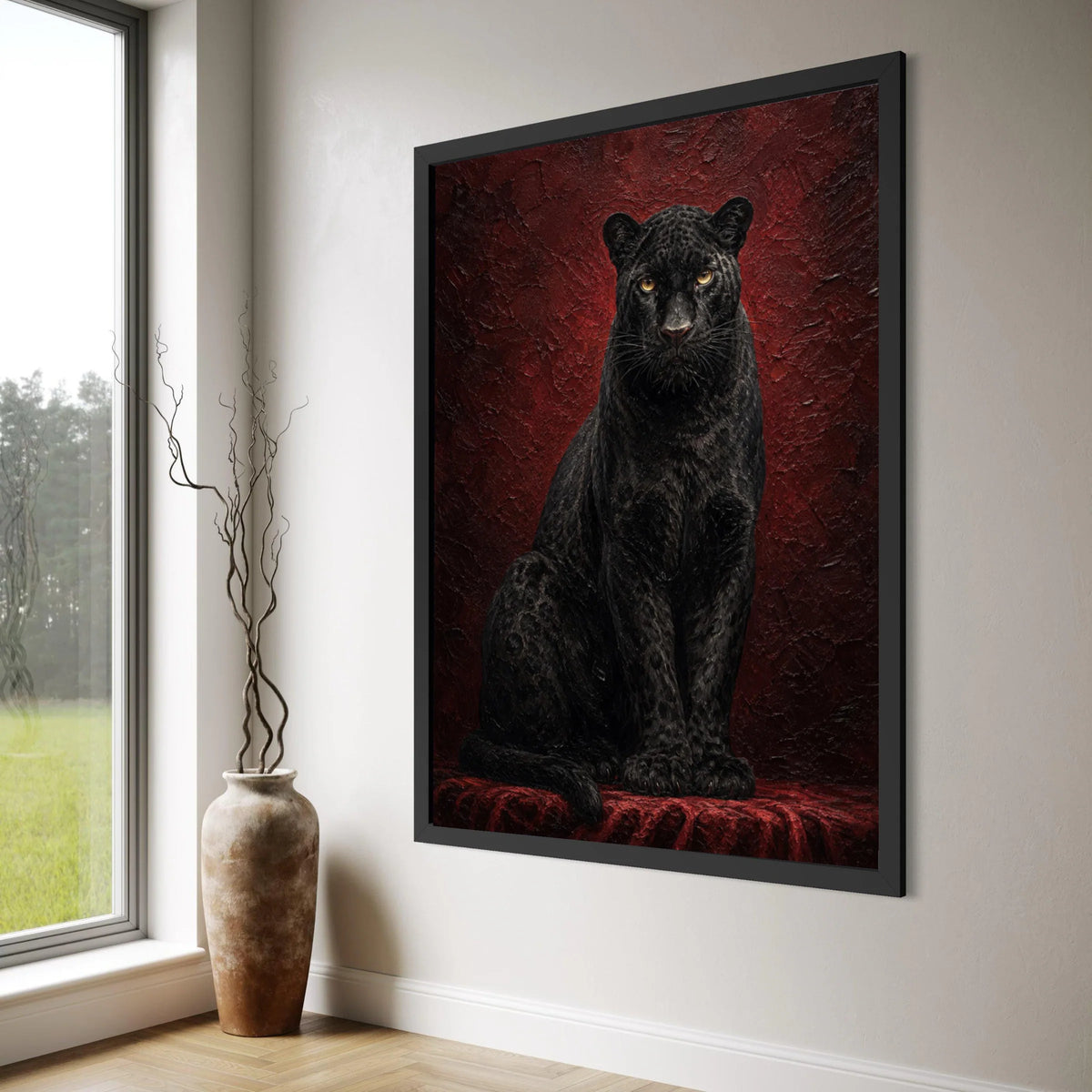 Majestic Black Panther Canvas, Fierce Animal Portrait Wall Art, Wild Cat Home Decoration, Striking Jungle Predator Canvas Print Art