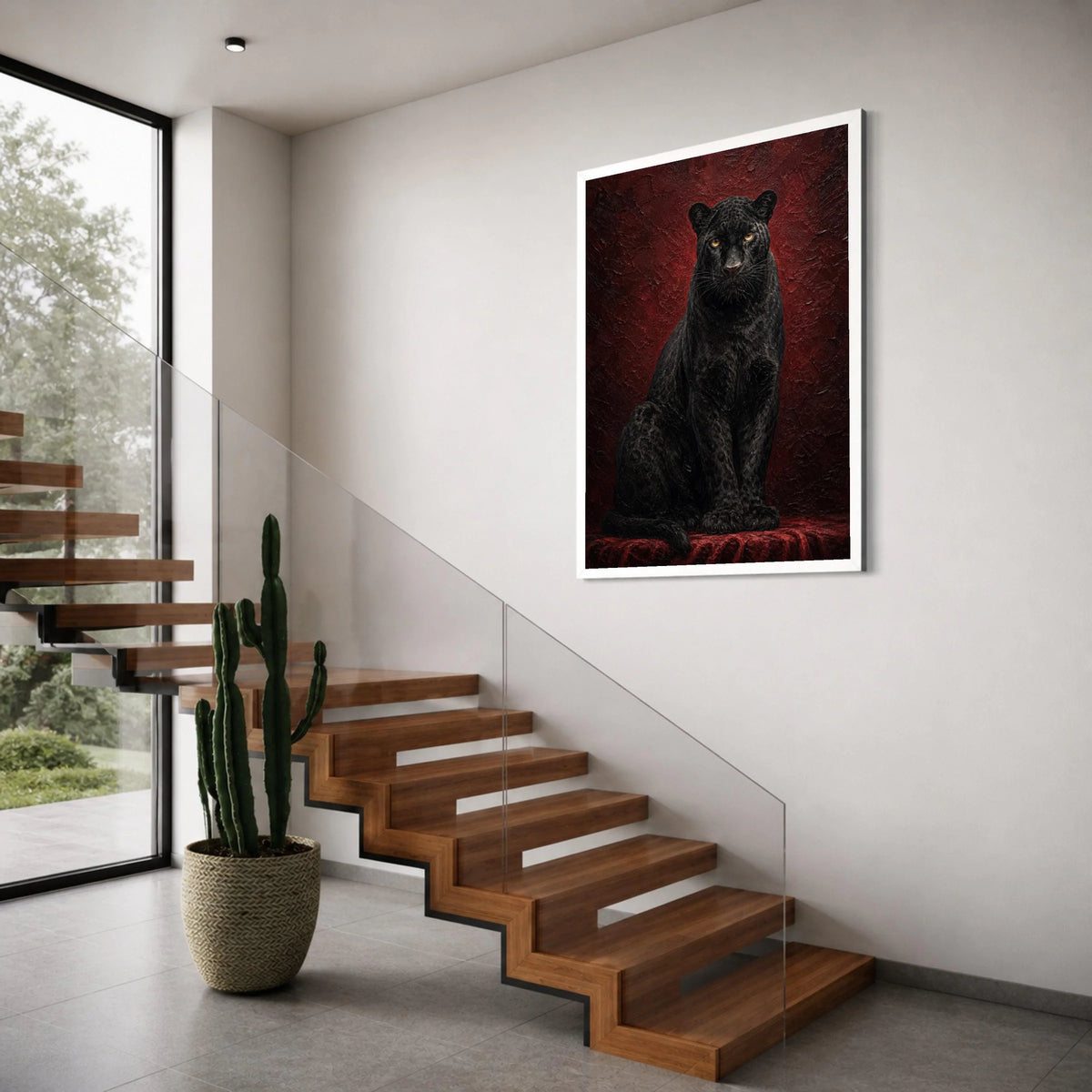 Majestic Black Panther Canvas, Fierce Animal Portrait Wall Art, Wild Cat Home Decoration, Striking Jungle Predator Canvas Print Art
