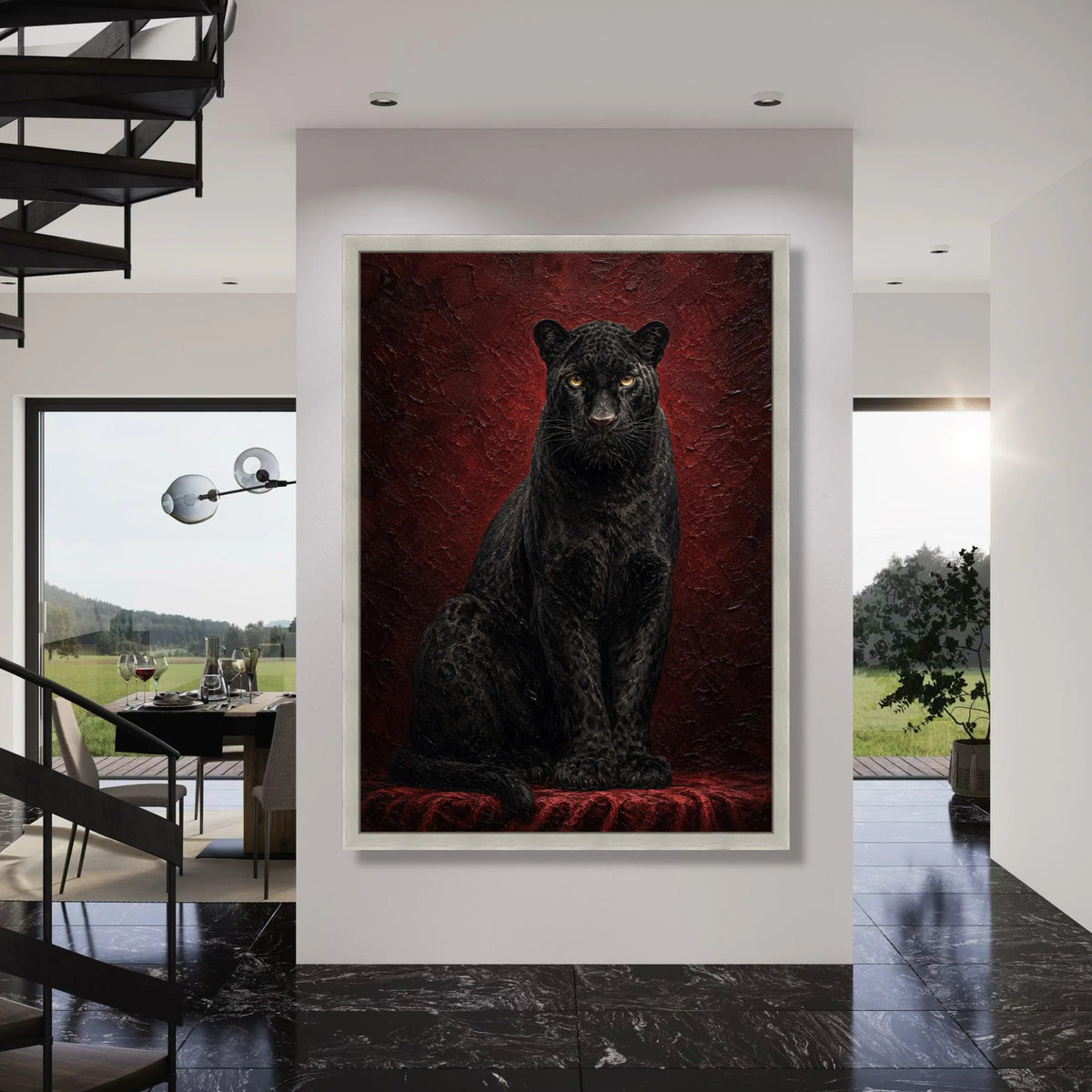 Majestic Black Panther Canvas, Fierce Animal Portrait Wall Art, Wild Cat Home Decoration, Striking Jungle Predator Canvas Print Art