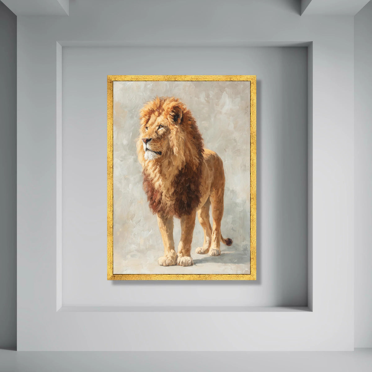 Majestic Lion Portrait Canvas, Wildlife Animal Wall Art, Safari Home Decor, Fierce King of Jungle Canvas, Ready to Hang Artwork Print Art