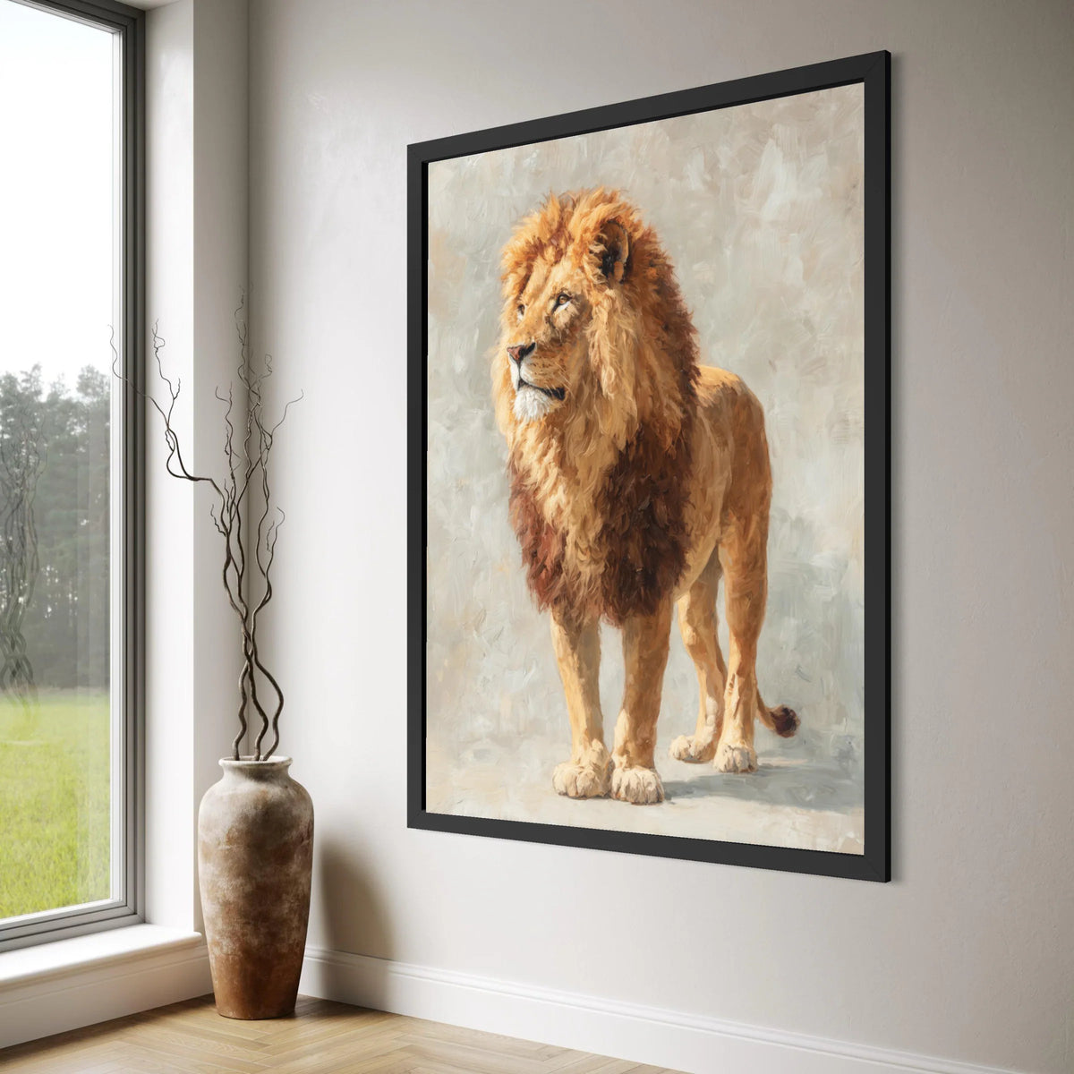 Majestic Lion Portrait Canvas, Wildlife Animal Wall Art, Safari Home Decor, Fierce King of Jungle Canvas, Ready to Hang Artwork Print Art