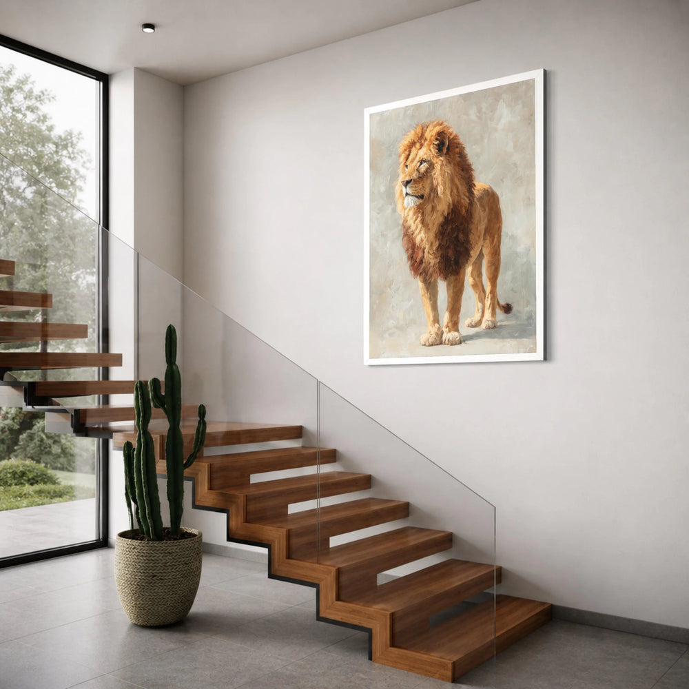 Majestic Lion Portrait Canvas, Wildlife Animal Wall Art, Safari Home Decor, Fierce King of Jungle Canvas, Ready to Hang Artwork Print Art