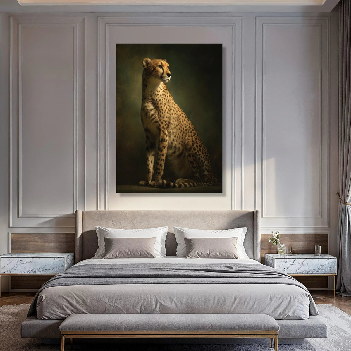 Majestic Cheetah Portrait Canvas, Wild Animal Wall Art, Elegant Safari Decoration, Nature Canvas Print, Ready to Hang Wildlife Art Print Art