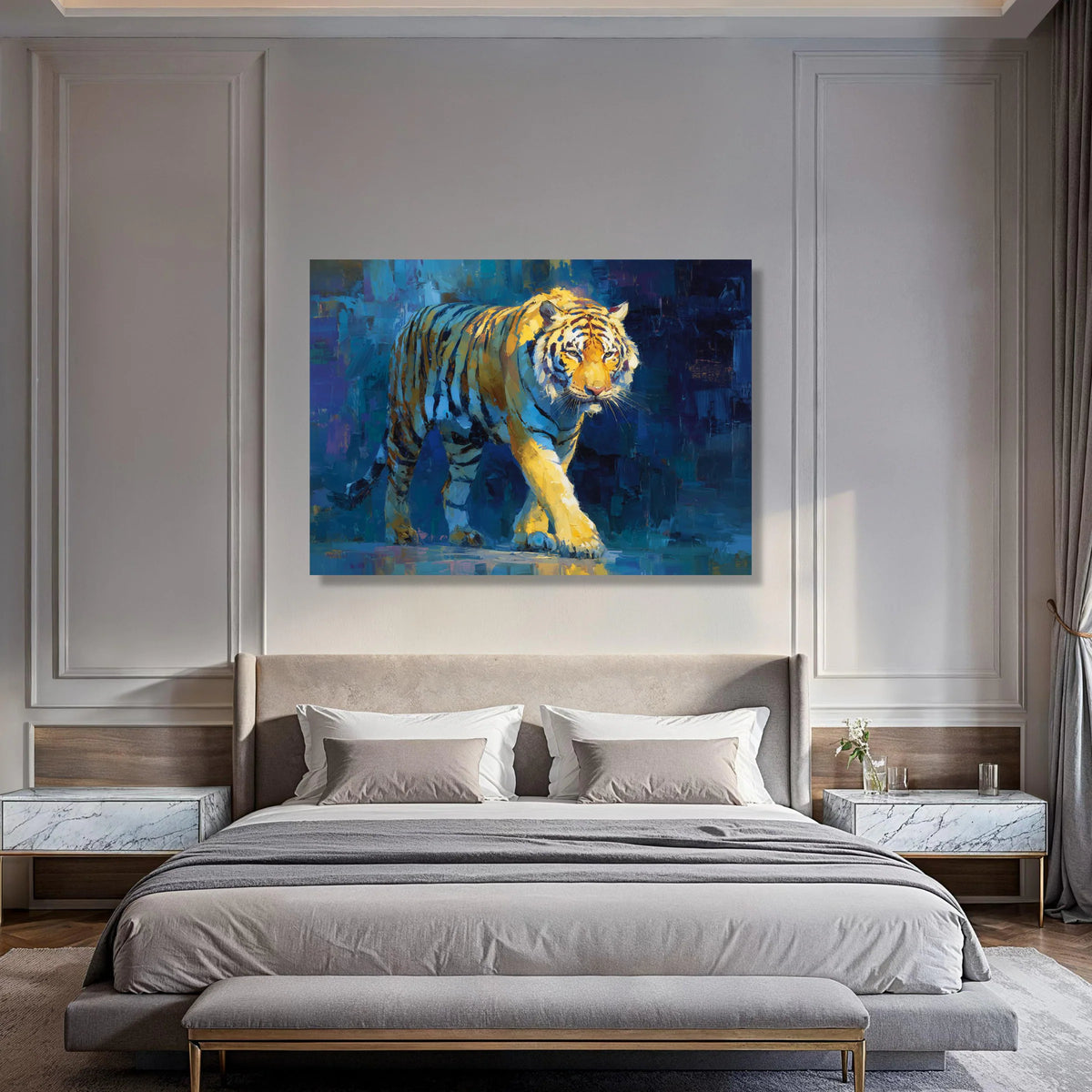 Majestic Tiger Canvas Wall Art, Bold Wildlife Painting, Colorful Animal Portrait, Home Decor Canvas, Nature Wall Art Print Art