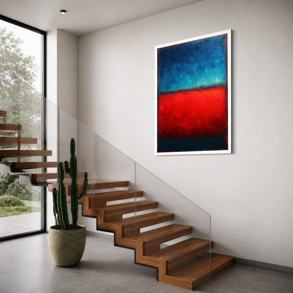 Bold Blue and Red Abstract Canvas, Modern Wall Art, Color Block Painting, Contemporary Home Decoration, Mark Rothko Style Canvas Print Art