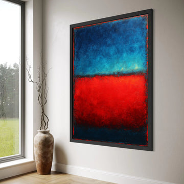Bold Blue and Red Abstract Canvas, Modern Wall Art, Color Block Painting, Contemporary Home Decoration, Mark Rothko Style Canvas Print Art