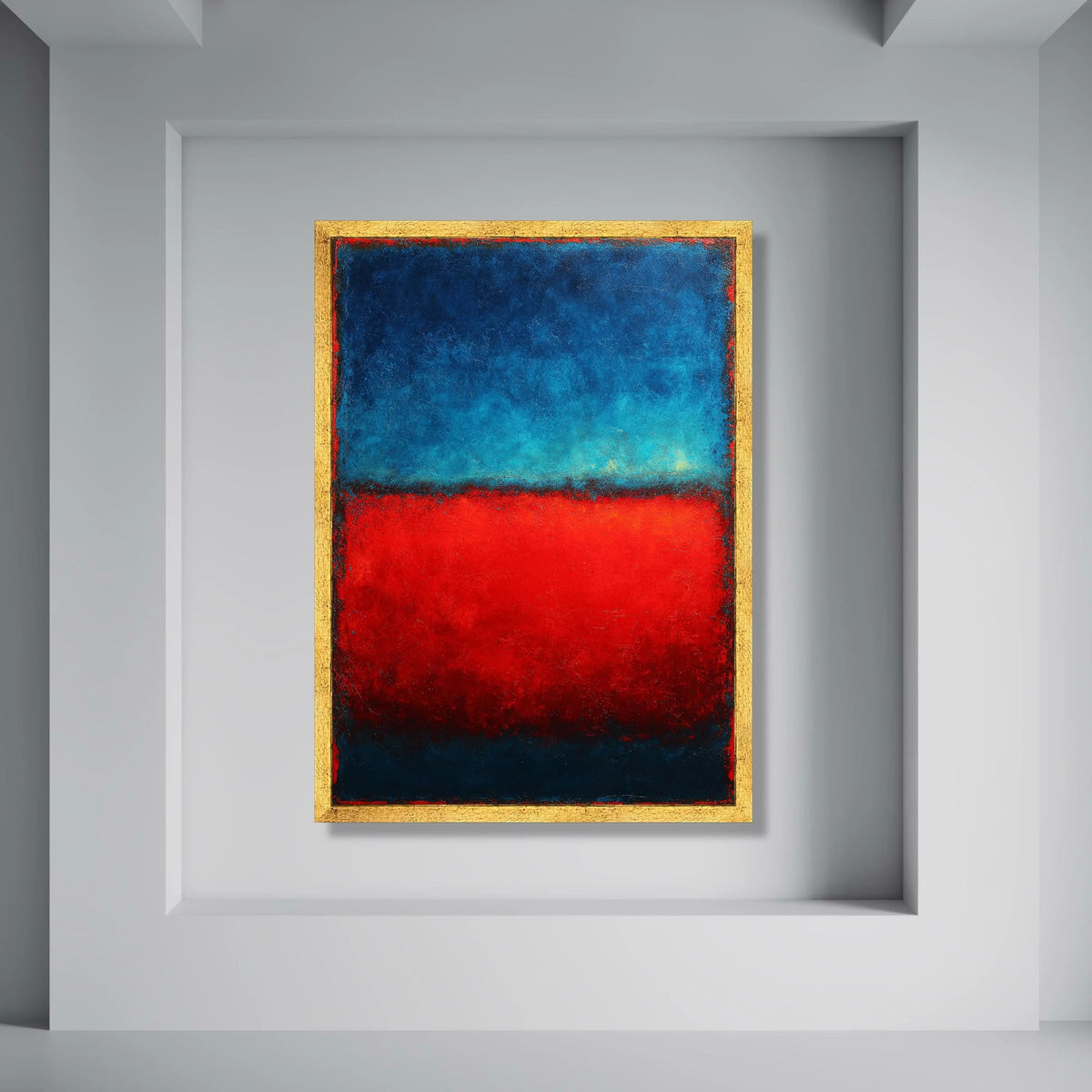 Bold Blue and Red Abstract Canvas, Modern Wall Art, Color Block Painting, Contemporary Home Decoration, Mark Rothko Style Canvas Print Art