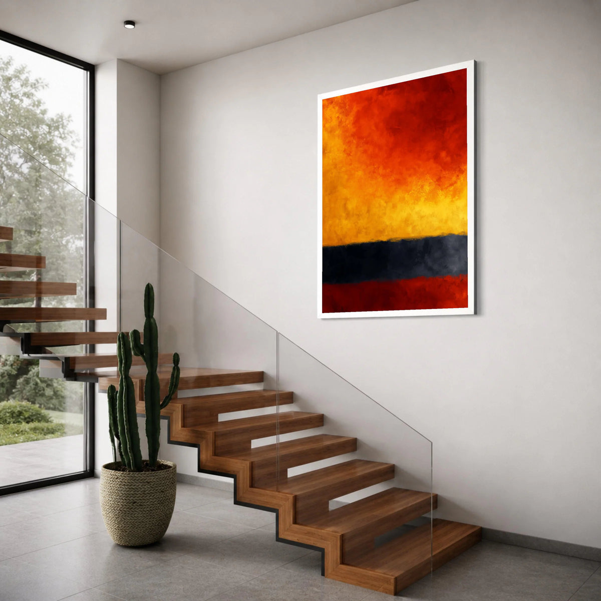 Vibrant Sunset Gradient Canvas Wall Art, Abstract Color Block Painting, Modern Home Decor, Warm Toned Canvas Decoration, Print Art