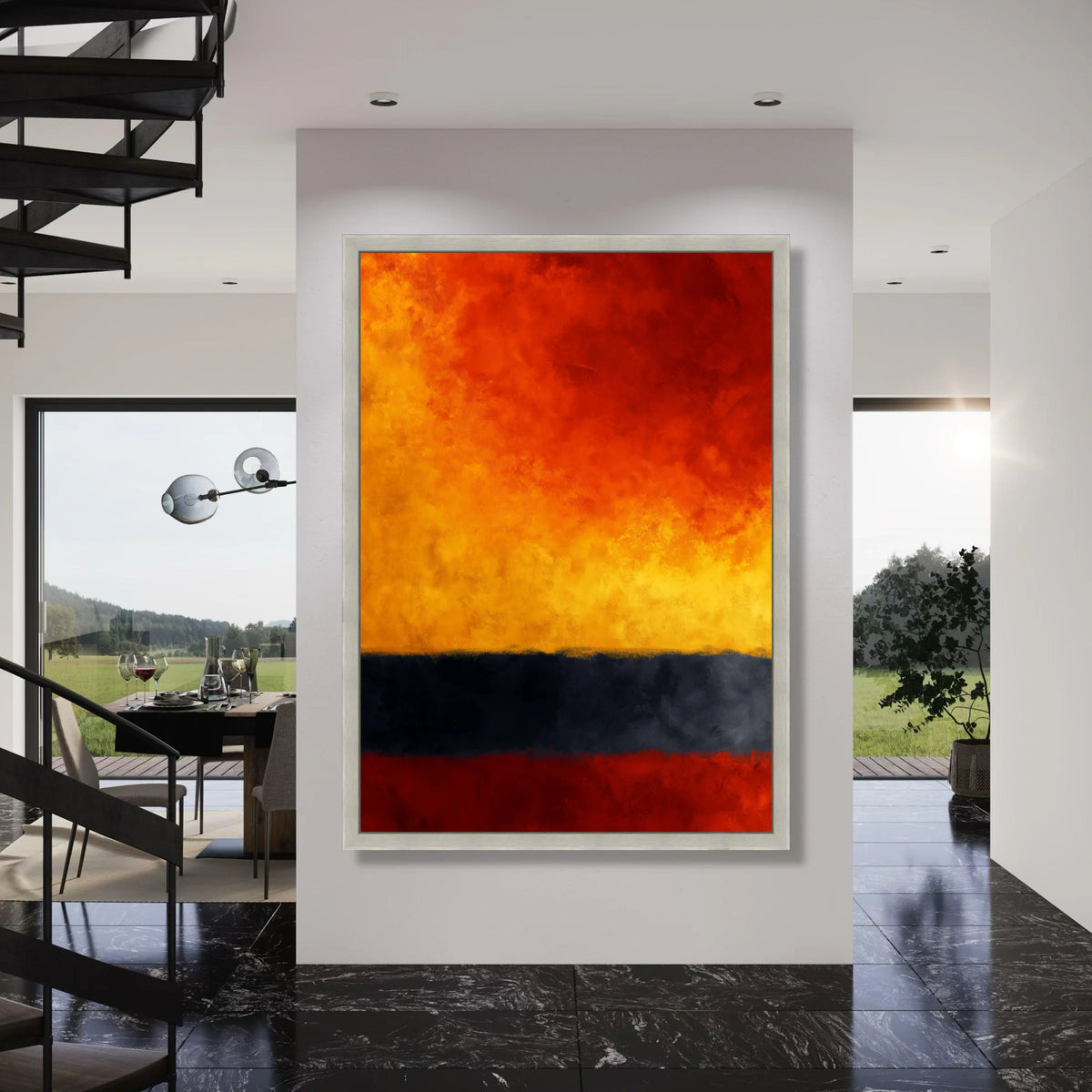 Vibrant Sunset Gradient Canvas Wall Art, Abstract Color Block Painting, Modern Home Decor, Warm Toned Canvas Decoration, Print Art