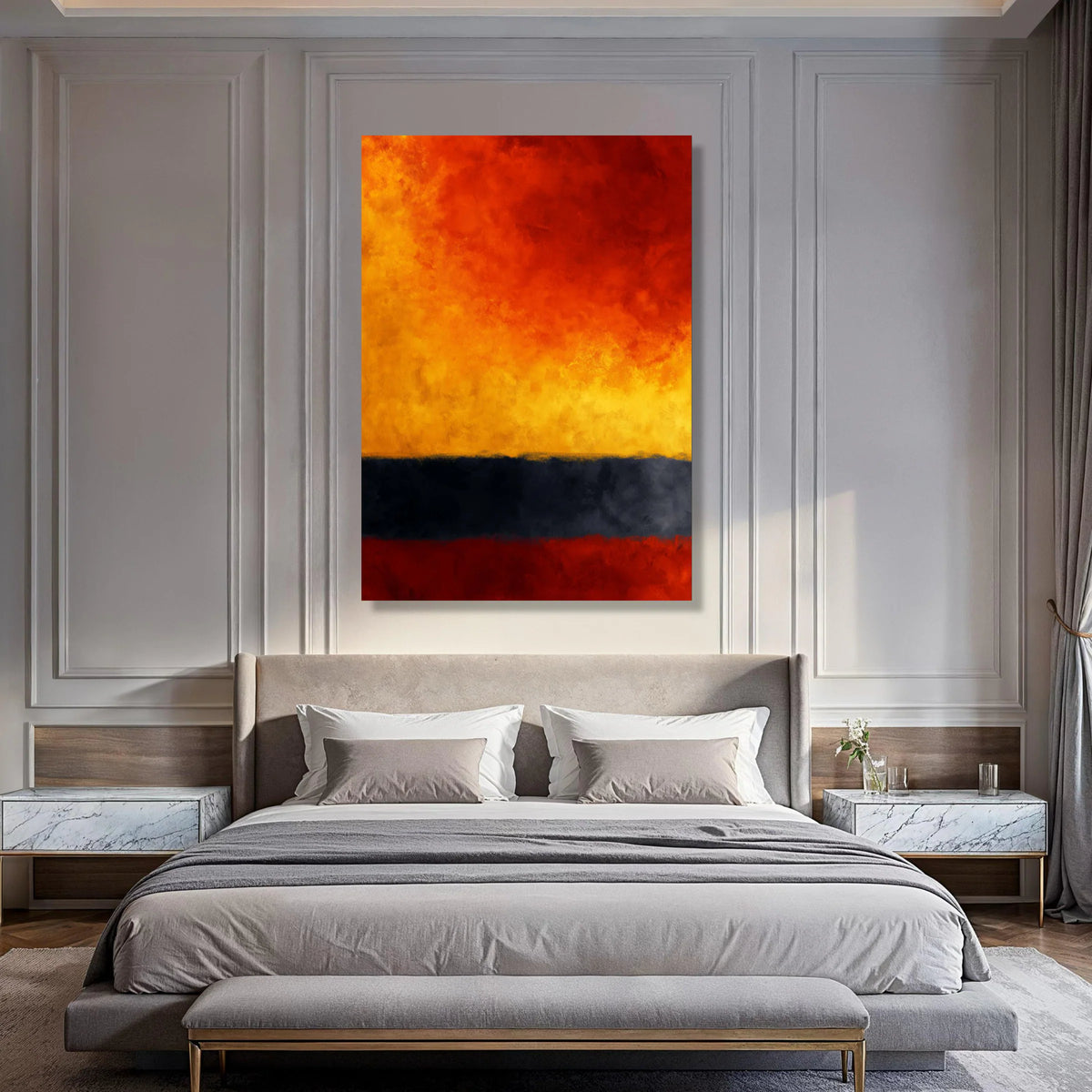 Vibrant Sunset Gradient Canvas Wall Art, Abstract Color Block Painting, Modern Home Decor, Warm Toned Canvas Decoration, Print Art