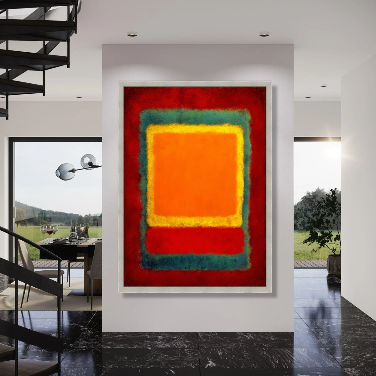 Vibrant Color Block Canvas Wall Art, Abstract Modern Home Decoration, Mark Rothko Style Painting, Bold Geometric Canvas Panel Print Art