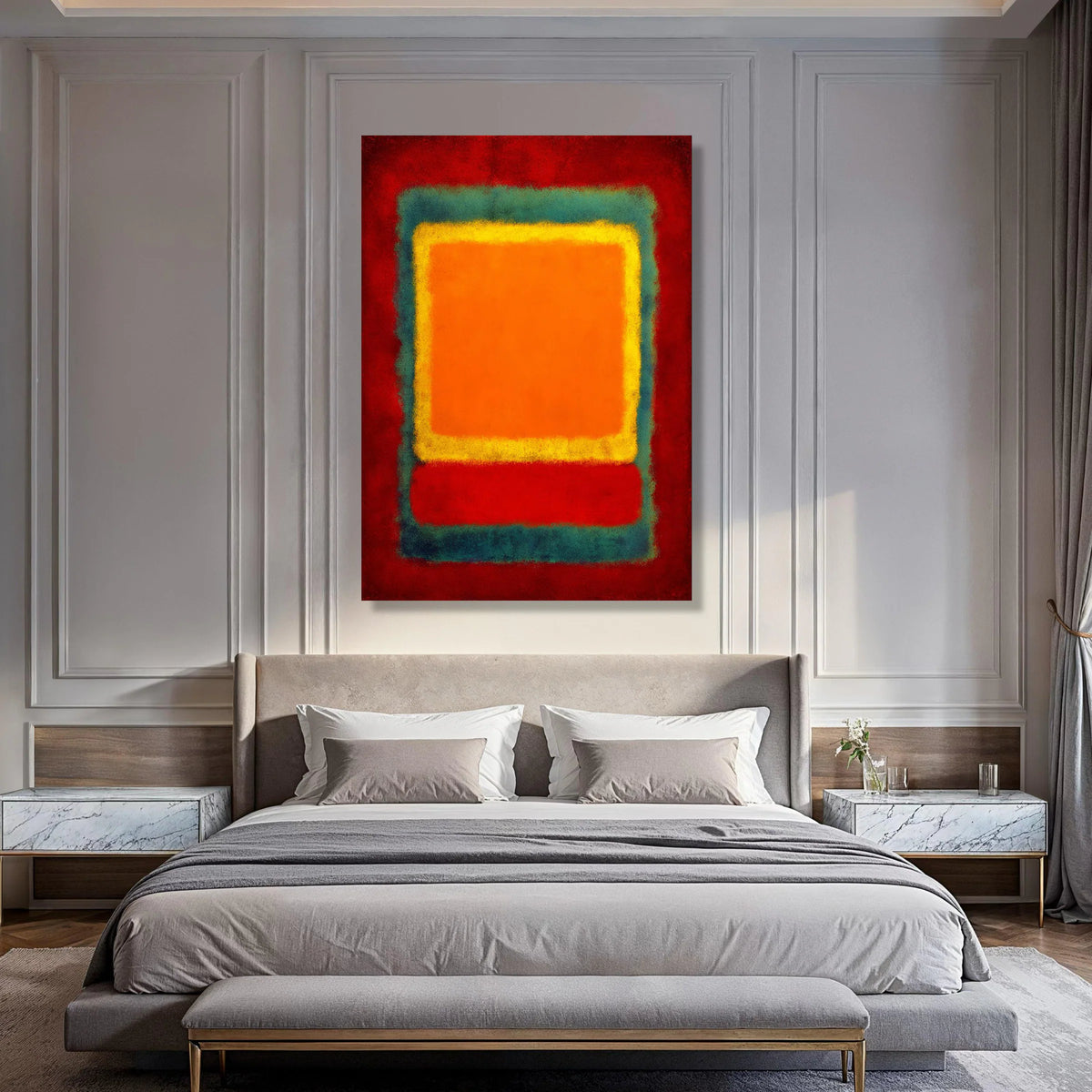 Vibrant Color Block Canvas Wall Art, Abstract Modern Home Decoration, Mark Rothko Style Painting, Bold Geometric Canvas Panel Print Art