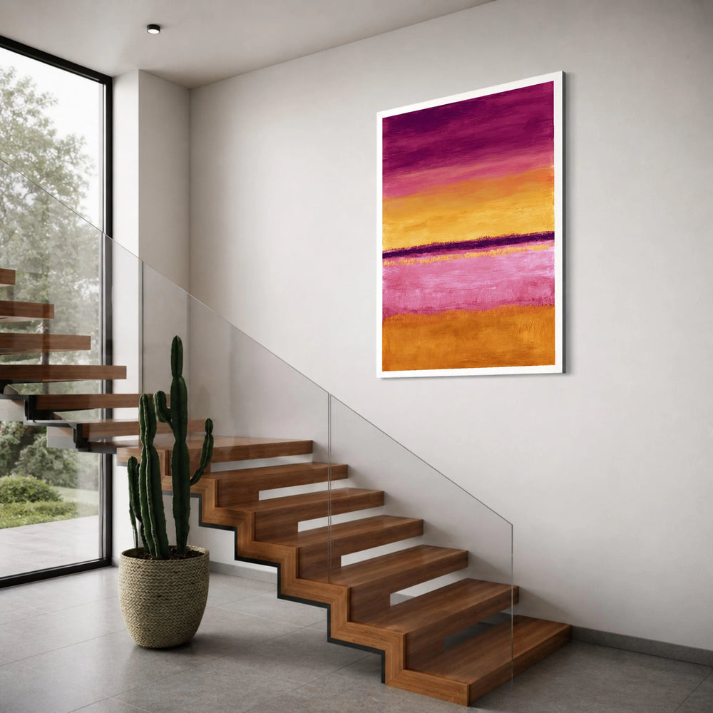 Vibrant Color Field Abstract Canvas, Modern Horizontal Stripes Wall Art, Contemporary Home Decoration, Bold Geometric Canvas Print Print Art