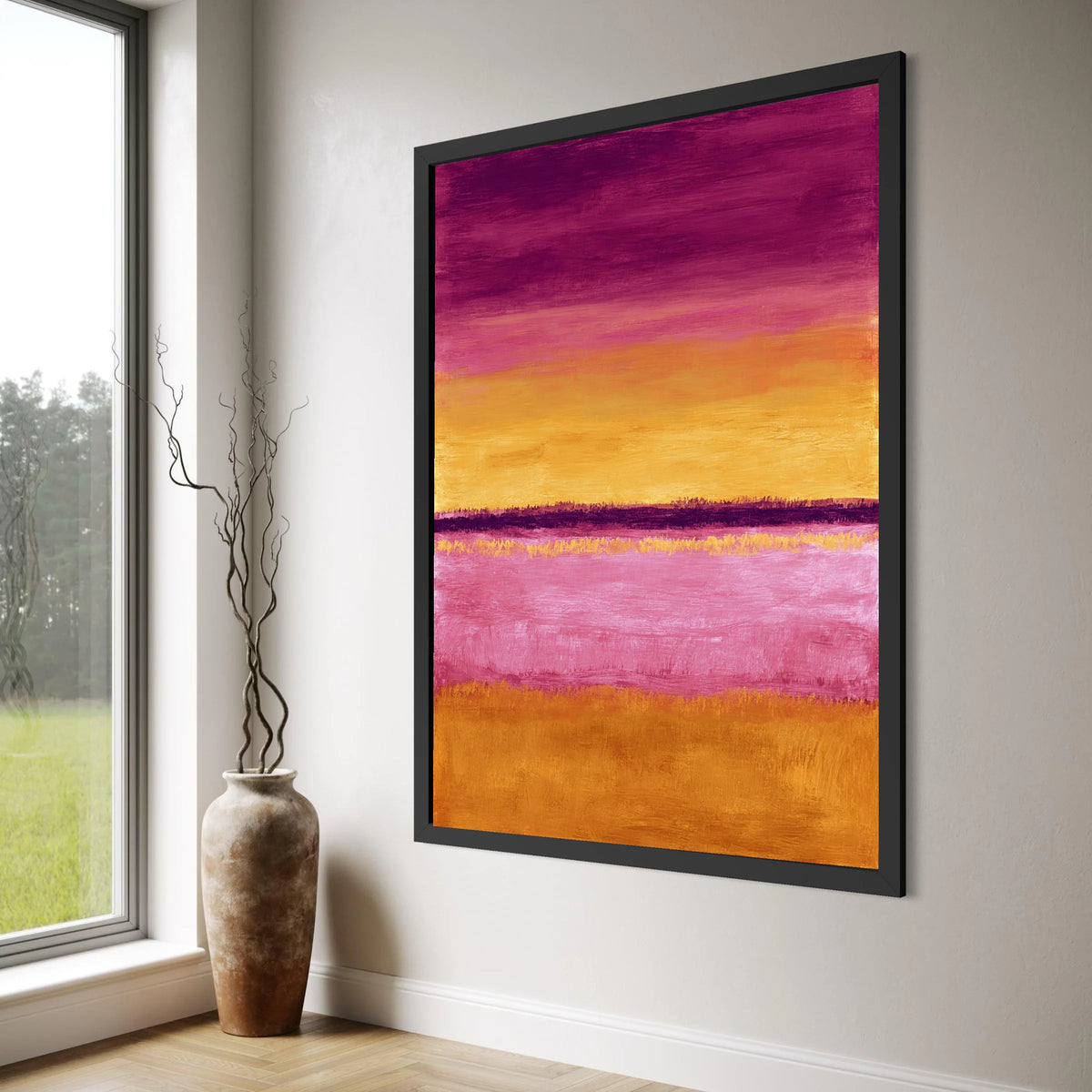 Vibrant Color Field Abstract Canvas, Modern Horizontal Stripes Wall Art, Contemporary Home Decoration, Bold Geometric Canvas Print Print Art