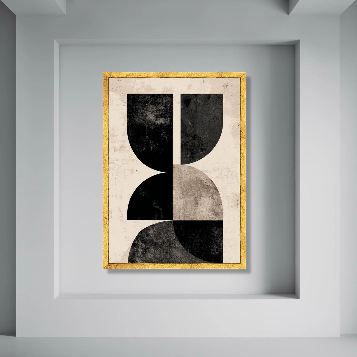 Modern Geometric Shapes Canvas, Minimalist Abstract Wall Art, Black and Beige Canvas, Contemporary Home Decoration, Stylish Art Print Art