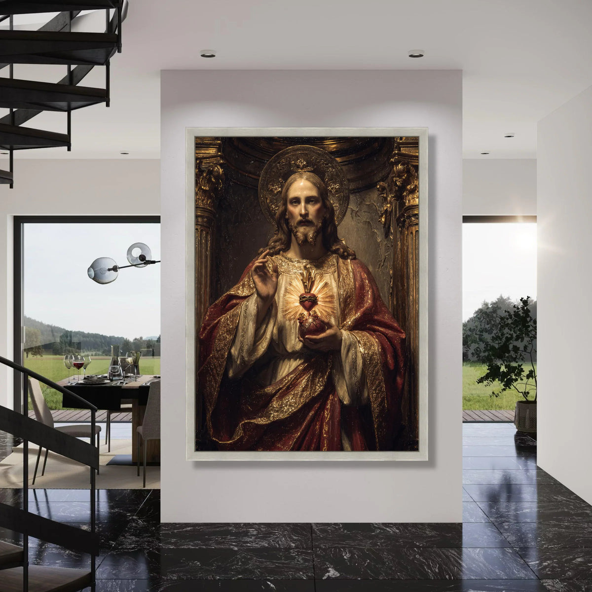 Sacred Heart of Jesus Canvas, Religious Wall Art, Christian Decor, Spiritual Canvas Painting, Divine Portrait for Home Print Art