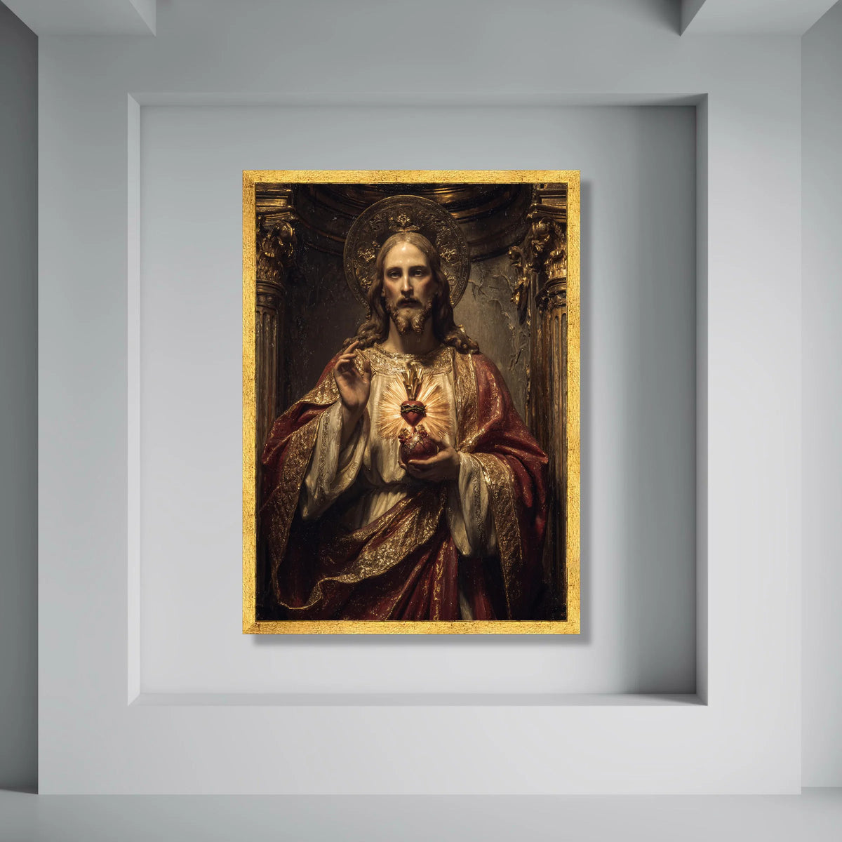 Sacred Heart of Jesus Canvas, Religious Wall Art, Christian Decor, Spiritual Canvas Painting, Divine Portrait for Home Print Art