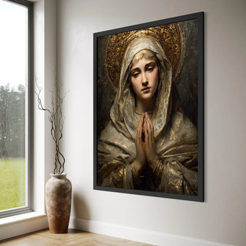 Praying Woman Canvas Wall Art, Religious Portrait Canvas, Spiritual Home Decor, Classic Devotional Artwork, Sacred Figure Wall Print Art