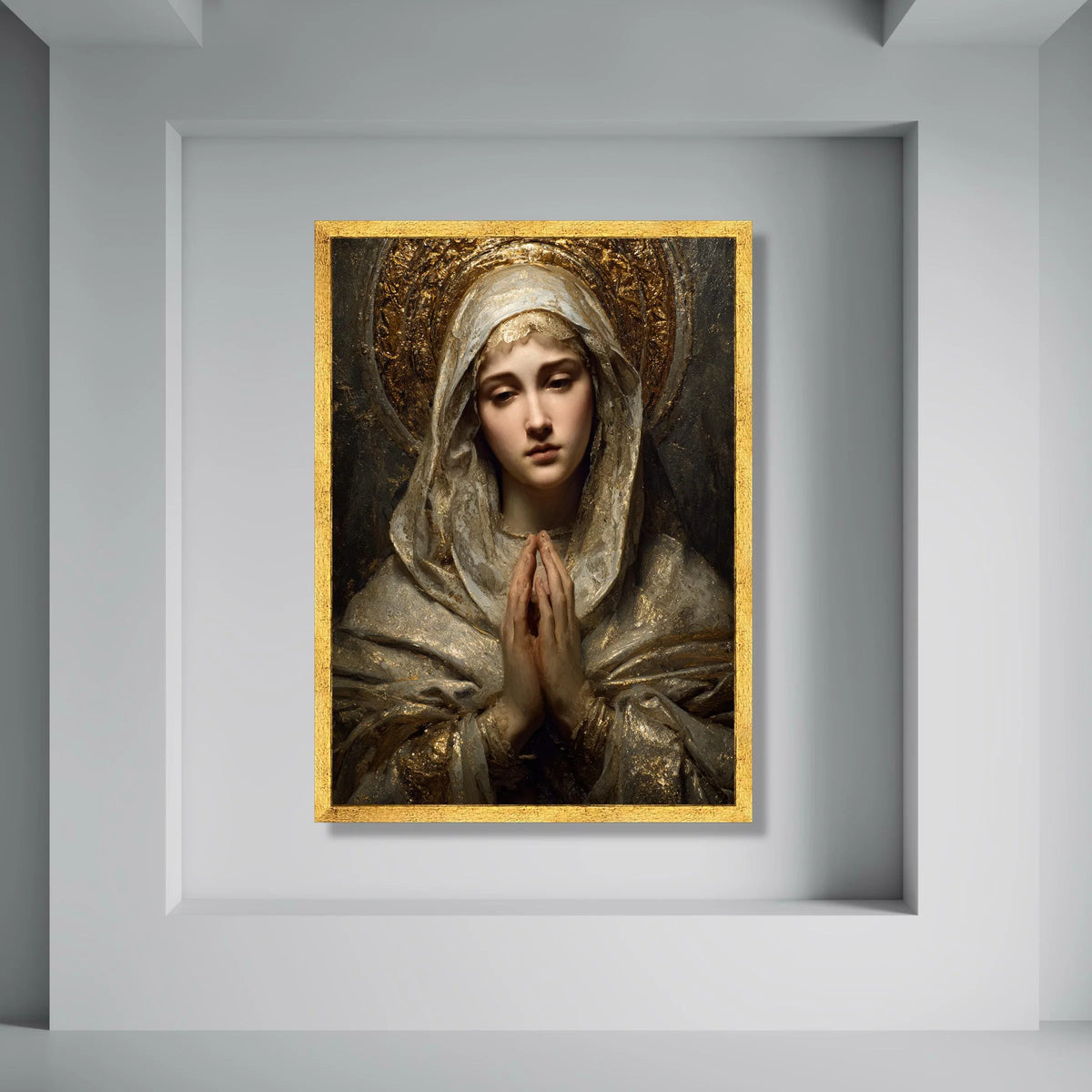 Praying Woman Canvas Wall Art, Religious Portrait Canvas, Spiritual Home Decor, Classic Devotional Artwork, Sacred Figure Wall Print Art