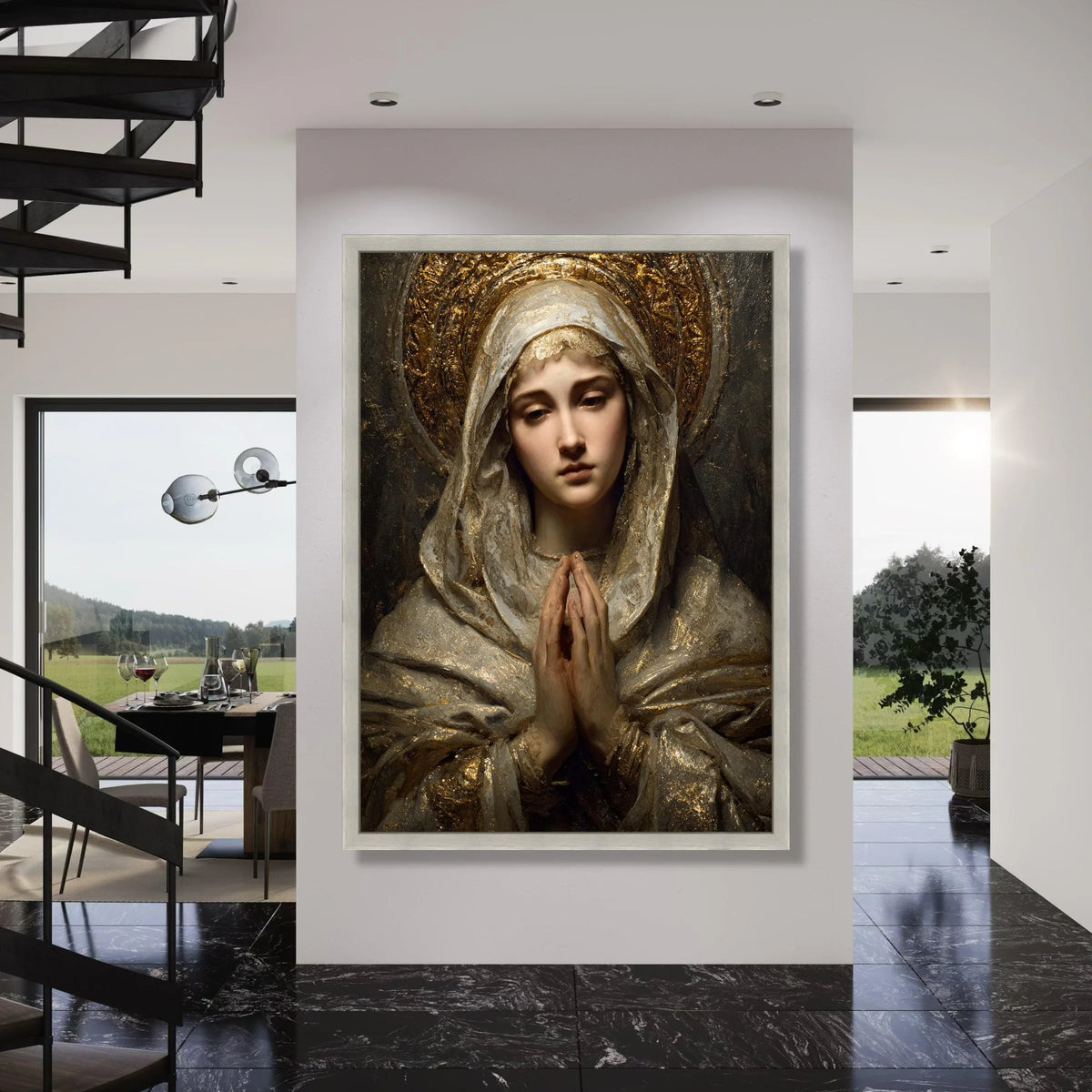 Praying Woman Canvas Wall Art, Religious Portrait Canvas, Spiritual Home Decor, Classic Devotional Artwork, Sacred Figure Wall Print Art