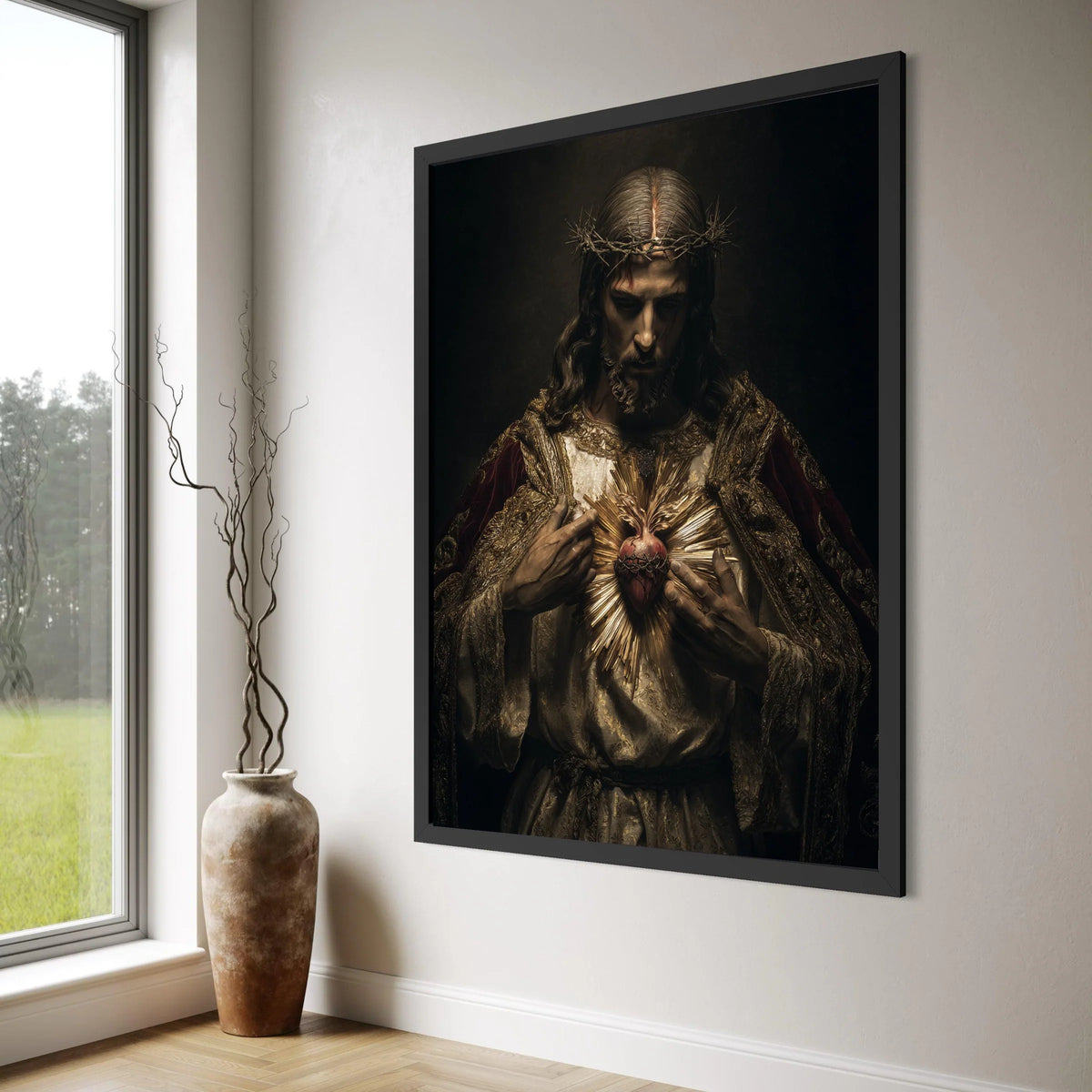 Sacred Heart of Jesus Canvas, Religious Christian Wall Art, Spiritual Devotion Canvas, Home Chapel Decoration, Inspirational Faith Print Art