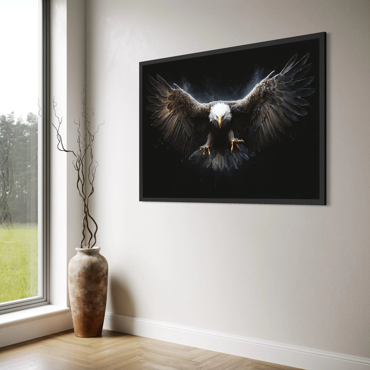 Majestic Bald Eagle Canvas Wall Art, Flying Bird of Prey, Wildlife Wall Decor, Powerful Animal Canvas, Nature Artwork Print Art
