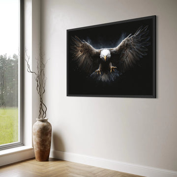 Majestic Bald Eagle Canvas Wall Art, Flying Bird of Prey, Wildlife Wall Decor, Powerful Animal Canvas, Nature Artwork Print Art