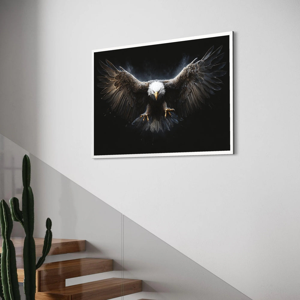 Majestic Bald Eagle Canvas Wall Art, Flying Bird of Prey, Wildlife Wall Decor, Powerful Animal Canvas, Nature Artwork Print Art