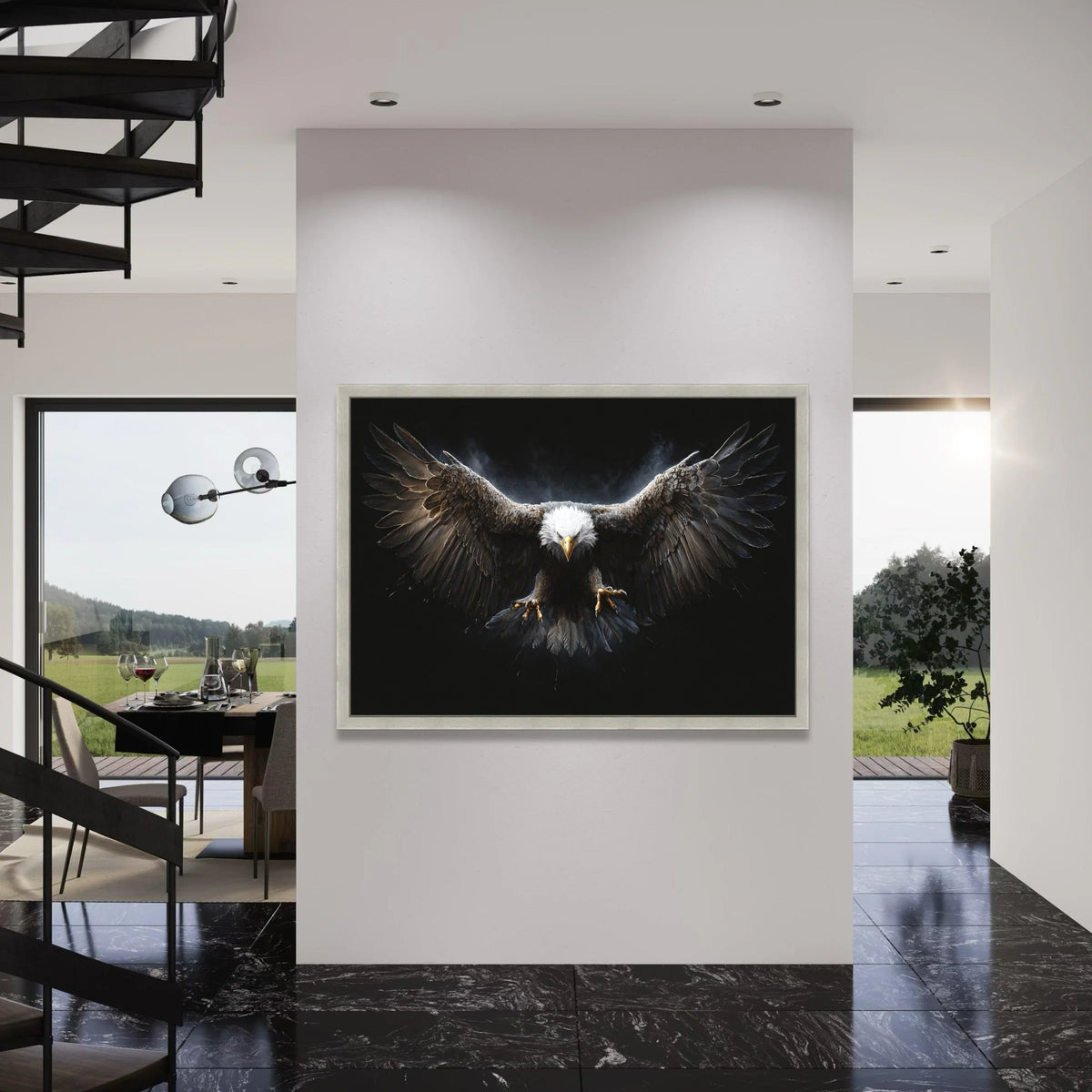 Majestic Bald Eagle Canvas Wall Art, Flying Bird of Prey, Wildlife Wall Decor, Powerful Animal Canvas, Nature Artwork Print Art