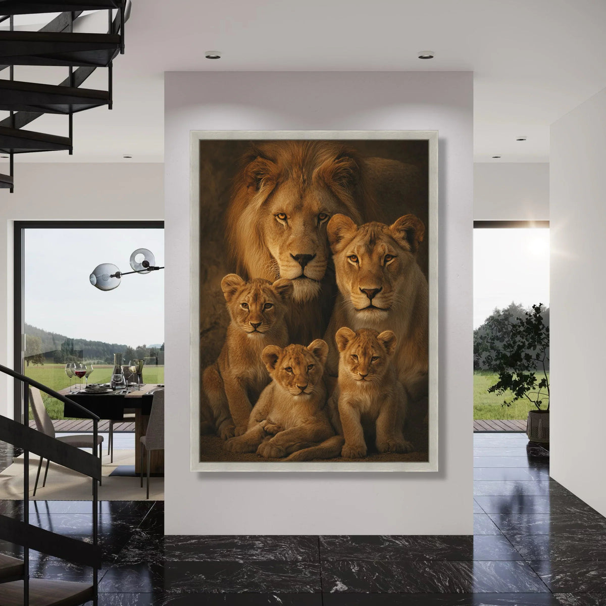Majestic Lion Family Portrait Canvas, Wildlife Wall Art, Safari Animal Decor, King of Jungle Canvas, Nature Animal Print Print Art