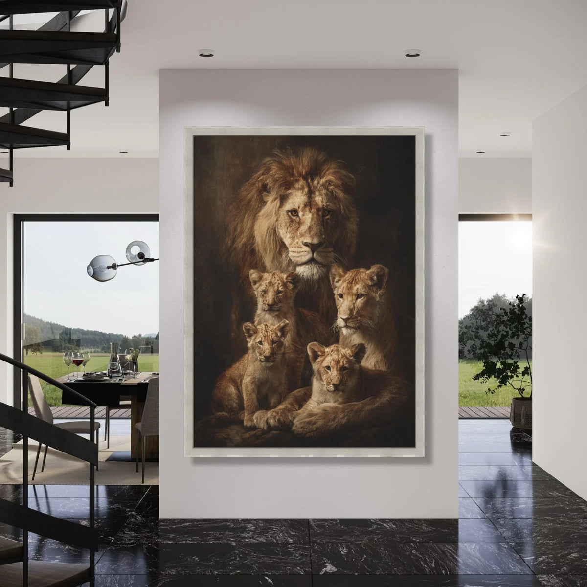 Majestic Lion Family Portrait Canvas, Wildlife Animal Wall Art, Safari Nature Decor, Big Cat Canvas Print, Home Decoration Print Art
