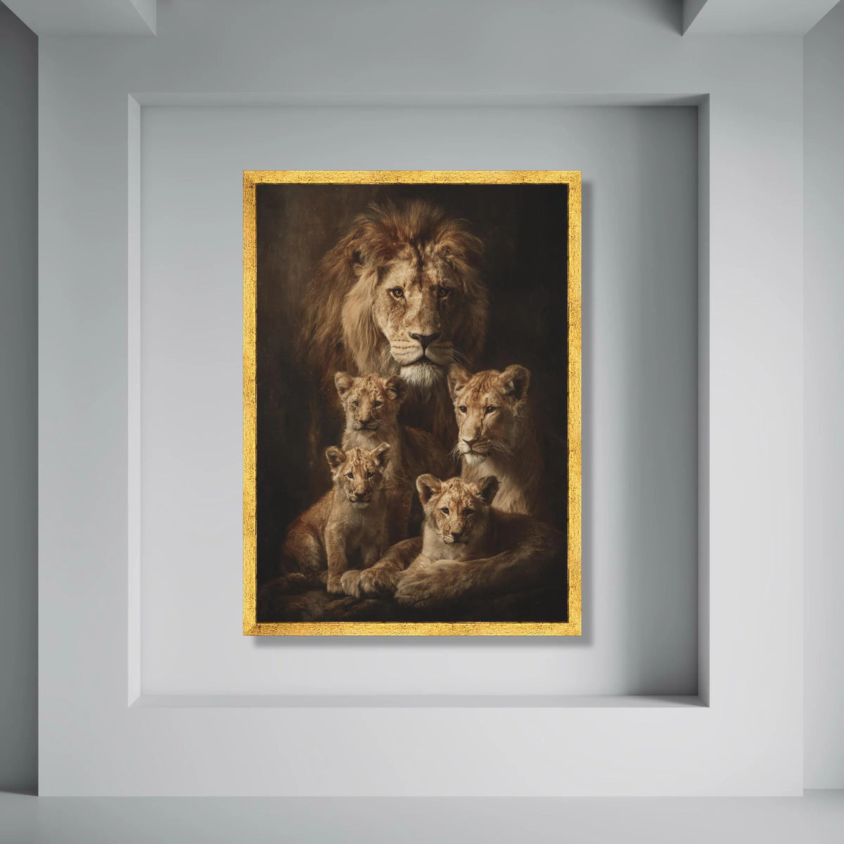 Majestic Lion Family Portrait Canvas, Wildlife Animal Wall Art, Safari Nature Decor, Big Cat Canvas Print, Home Decoration Print Art