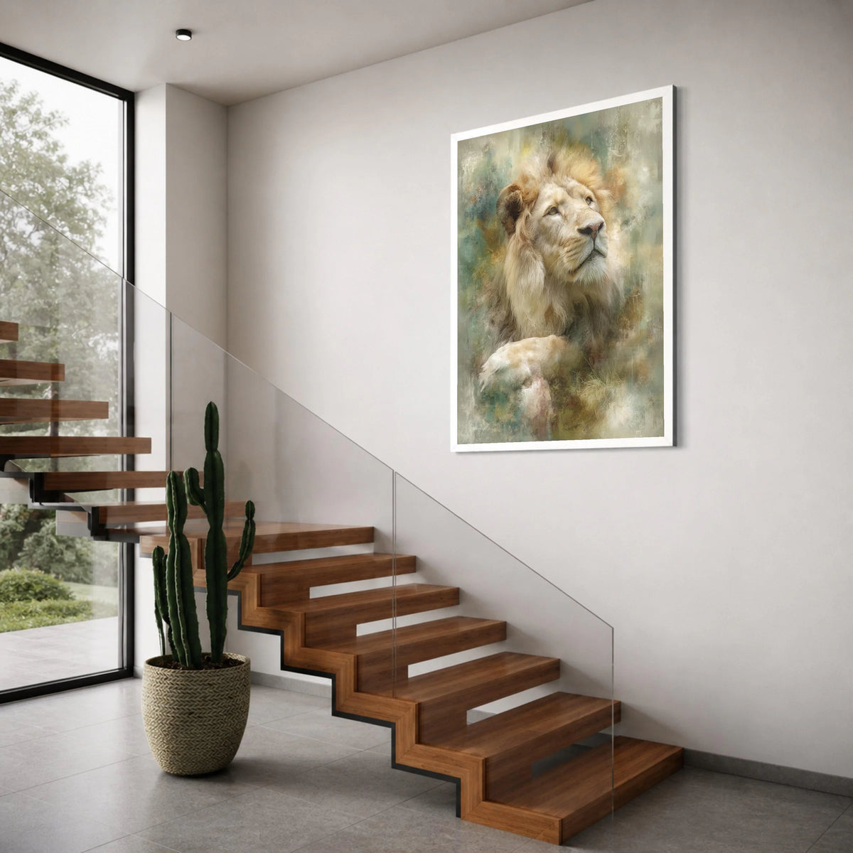 Majestic Lion Portrait Canvas, Regal Animal Wall Art, Wildlife Home Decoration, Nature Animal Print Canvas, Lion Art Illustration Print Art