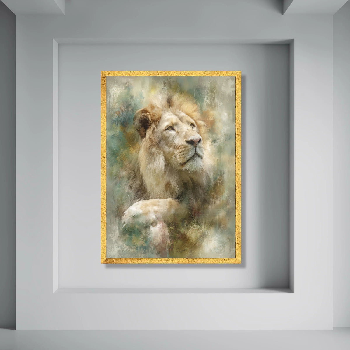 Majestic Lion Portrait Canvas, Regal Animal Wall Art, Wildlife Home Decoration, Nature Animal Print Canvas, Lion Art Illustration Print Art