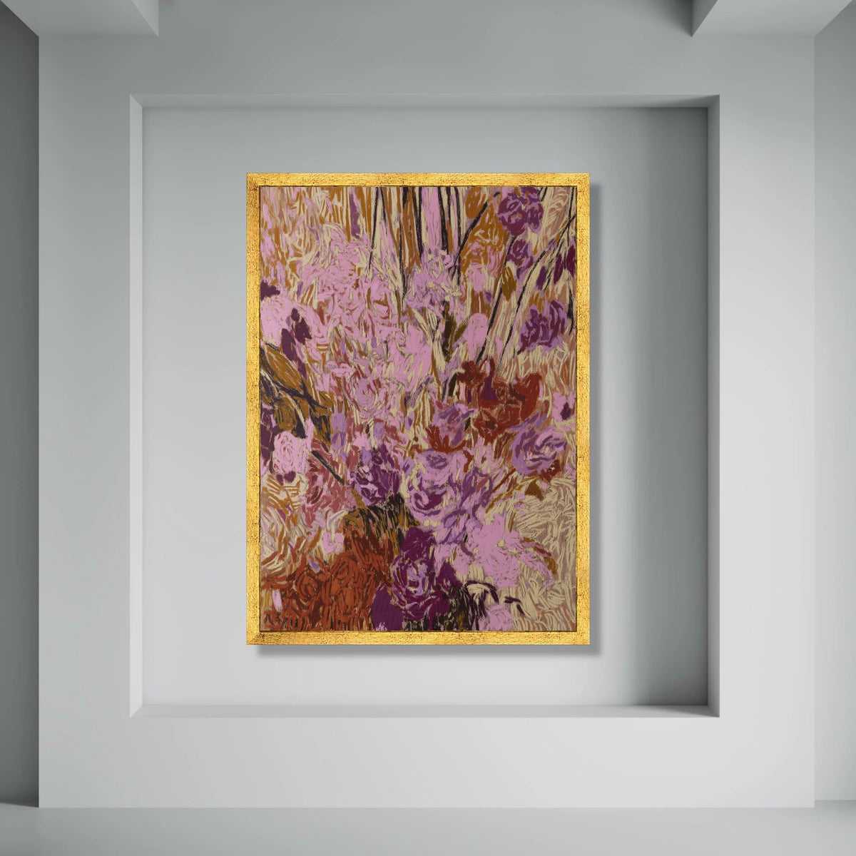 Abstract Floral Canvas Wall Art, Pink and Purple Bouquet Design, Modern Nature Canvas, Colorful Flower Painting, Home Decor Canvas Print Art