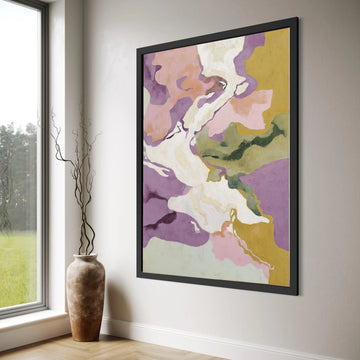 Soft Abstract Flow, Pastel Purple and Green Canvas, Modern Wall Art, Contemporary Home Decoration, Organic Shapes Painting Print Art