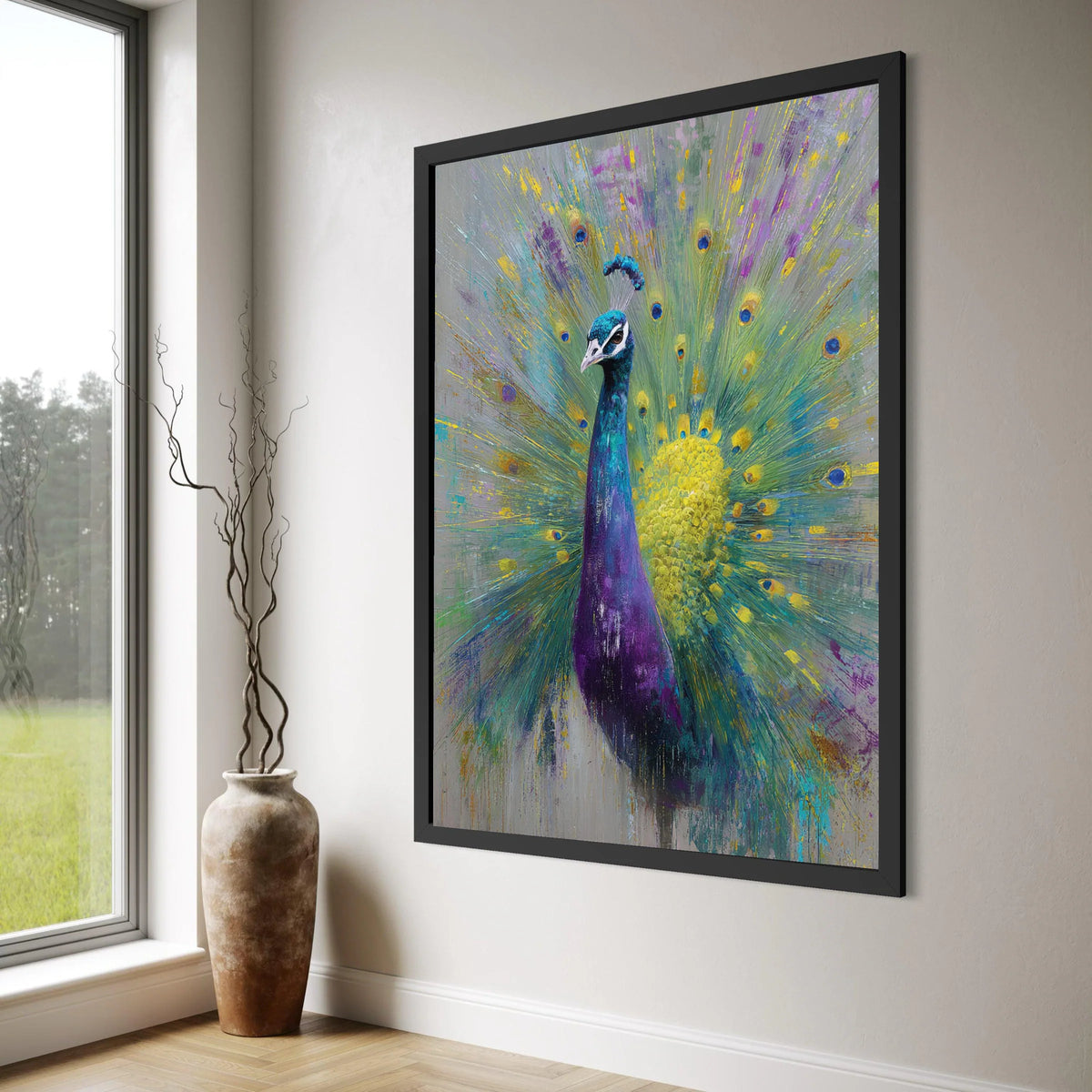 Vibrant Peacock Display Canvas, Colorful Bird Wall Art, Exotic Wildlife Canvas, Nature Feather Design, Home Decoration Artwork Print Art
