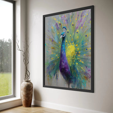 Vibrant Peacock Display Canvas, Colorful Bird Wall Art, Exotic Wildlife Canvas, Nature Feather Design, Home Decoration Artwork Print Art