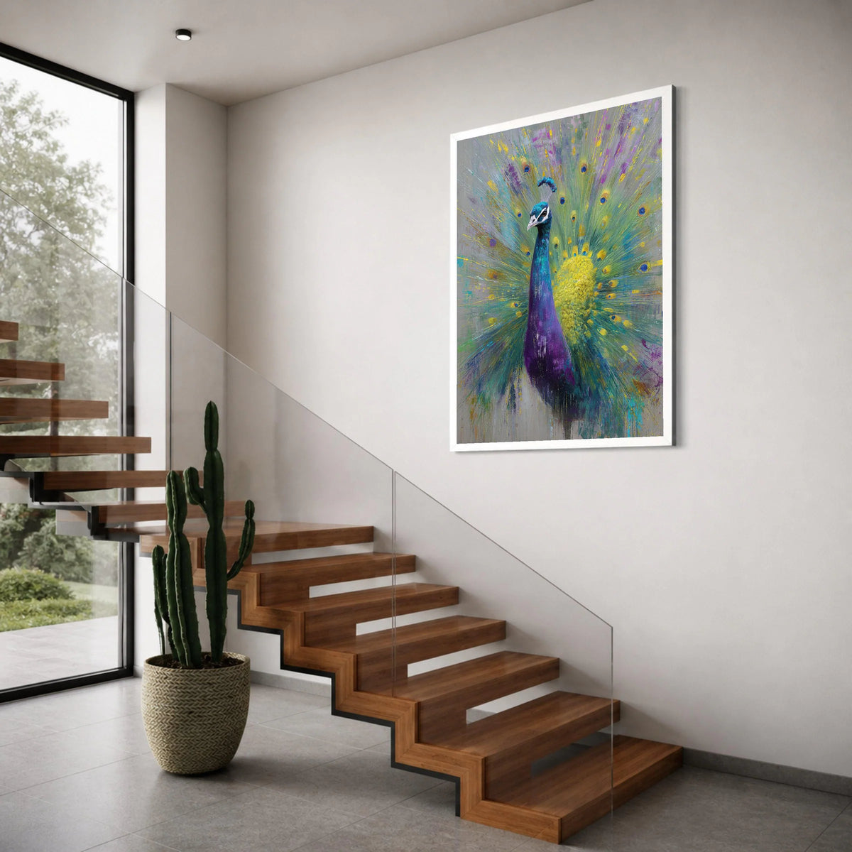 Vibrant Peacock Display Canvas, Colorful Bird Wall Art, Exotic Wildlife Canvas, Nature Feather Design, Home Decoration Artwork Print Art
