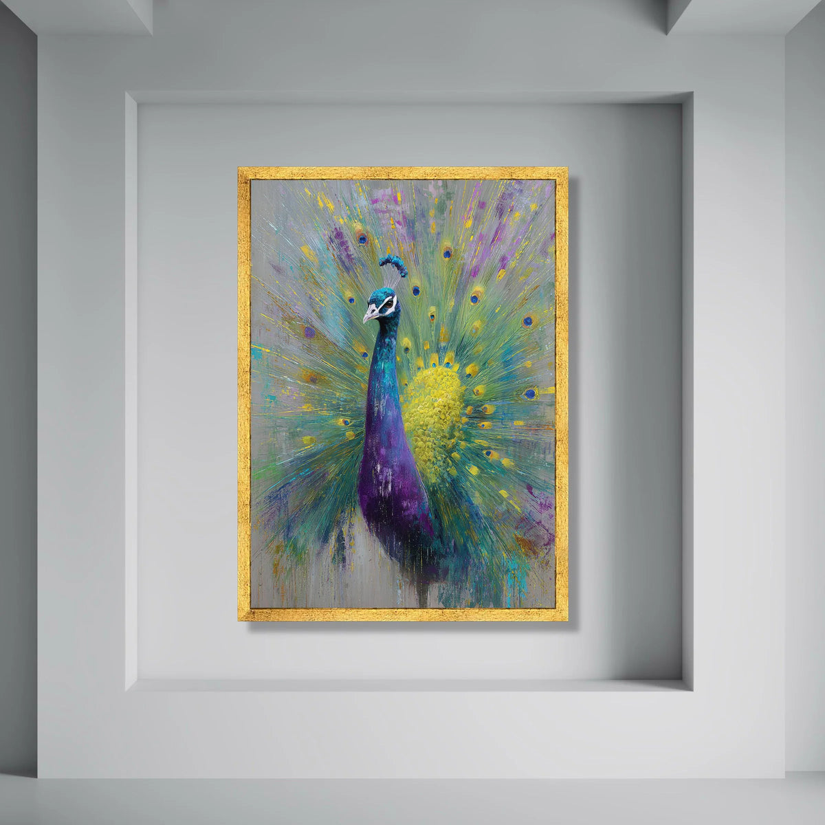 Vibrant Peacock Display Canvas, Colorful Bird Wall Art, Exotic Wildlife Canvas, Nature Feather Design, Home Decoration Artwork Print Art