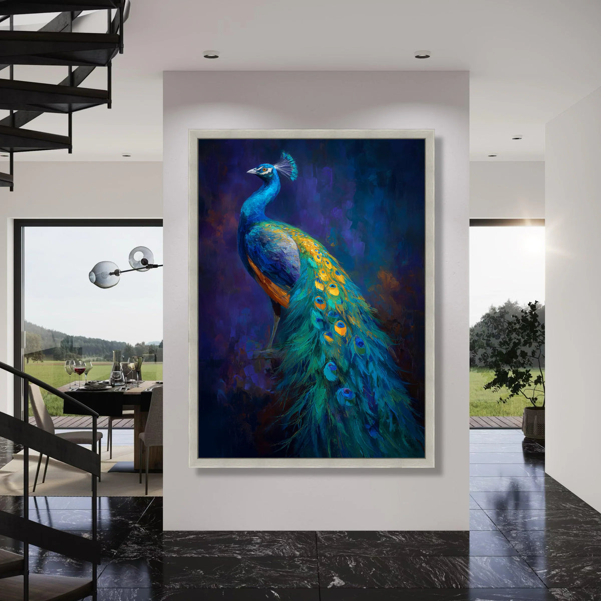 Majestic Peacock Portrait Canvas, Vibrant Bird Wall Art, Colorful Feather Canvas, Elegant Wildlife Decoration, Nature Home Decor Print Art