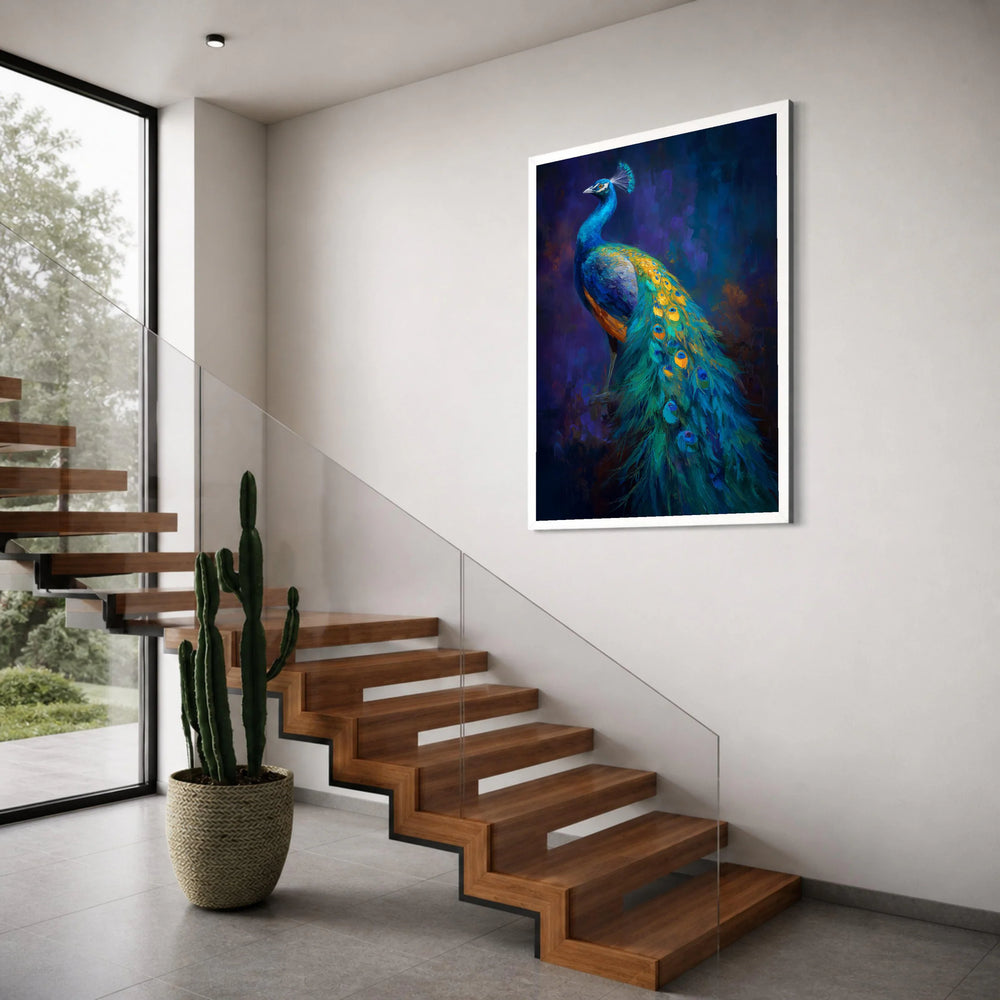 Majestic Peacock Portrait Canvas, Vibrant Bird Wall Art, Colorful Feather Canvas, Elegant Wildlife Decoration, Nature Home Decor Print Art