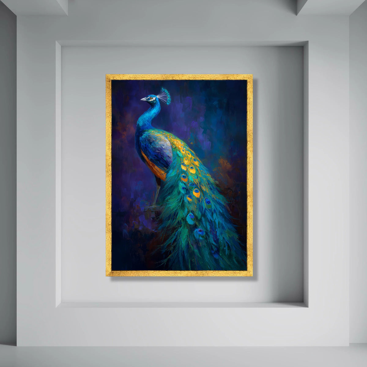 Majestic Peacock Portrait Canvas, Vibrant Bird Wall Art, Colorful Feather Canvas, Elegant Wildlife Decoration, Nature Home Decor Print Art